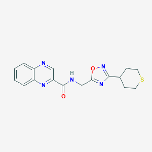 molecular formula C17H17N5O2S B6425889 N-{[3-(thian-4-yl)-1,2,4-oxadiazol-5-yl]methyl}quinoxaline-2-carboxamide CAS No. 2034379-83-2