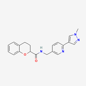molecular formula C20H20N4O2 B6426003 N-{[6-(1-methyl-1H-pyrazol-4-yl)pyridin-3-yl]methyl}-3,4-dihydro-2H-1-benzopyran-2-carboxamide CAS No. 2034233-34-4