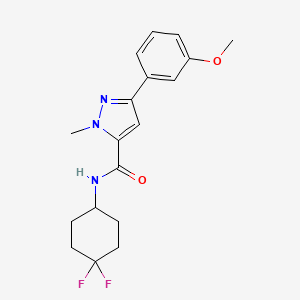 molecular formula C18H21F2N3O2 B6427753 N-(4,4-difluorocyclohexyl)-3-(3-methoxyphenyl)-1-methyl-1H-pyrazole-5-carboxamide CAS No. 2034461-88-4
