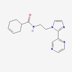 molecular formula C16H19N5O B6428294 N-{2-[2-(pyrazin-2-yl)-1H-imidazol-1-yl]ethyl}cyclohex-3-ene-1-carboxamide CAS No. 2034633-70-8