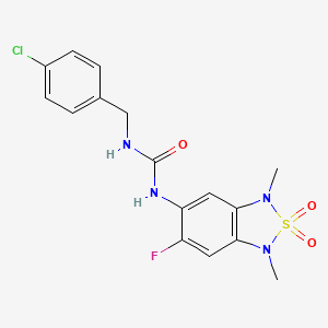 molecular formula C16H16ClFN4O3S B6428319 1-[(4-chlorophenyl)methyl]-3-(6-fluoro-1,3-dimethyl-2,2-dioxo-1,3-dihydro-2lambda6,1,3-benzothiadiazol-5-yl)urea CAS No. 2034542-29-3