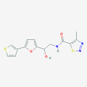 molecular formula C14H13N3O3S2 B6428351 N-{2-hydroxy-2-[5-(thiophen-3-yl)furan-2-yl]ethyl}-4-methyl-1,2,3-thiadiazole-5-carboxamide CAS No. 2034442-89-0