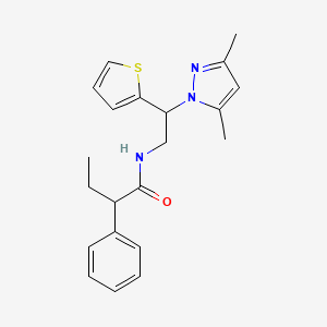 molecular formula C21H25N3OS B6428381 N-[2-(3,5-dimethyl-1H-pyrazol-1-yl)-2-(thiophen-2-yl)ethyl]-2-phenylbutanamide CAS No. 2034268-91-0
