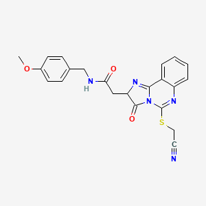 molecular formula C22H19N5O3S B6428522 2-{5-[(cyanomethyl)sulfanyl]-3-oxo-2H,3H-imidazo[1,2-c]quinazolin-2-yl}-N-[(4-methoxyphenyl)methyl]acetamide CAS No. 1184966-92-4
