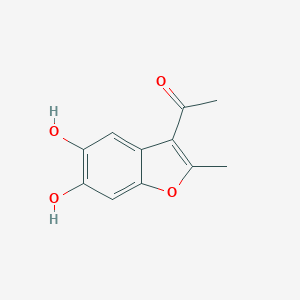 molecular formula C11H10O4 B064288 Ethanone, 1-(5,6-dihydroxy-2-methyl-3-benzofuranyl)-(9CI) CAS No. 189828-67-9