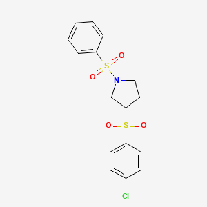 molecular formula C16H16ClNO4S2 B6428987 1-(benzenesulfonyl)-3-(4-chlorobenzenesulfonyl)pyrrolidine CAS No. 1705973-12-1