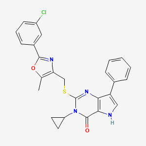 2-({[2-(3-chlorophenyl)-5-methyl-1,3-oxazol-4-yl]methyl}sulfanyl)-3-cyclopropyl-7-phenyl-3H,4H,5H-pyrrolo[3,2-d]pyrimidin-4-one
