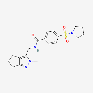 N-({2-methyl-2H,4H,5H,6H-cyclopenta[c]pyrazol-3-yl}methyl)-4-(pyrrolidine-1-sulfonyl)benzamide