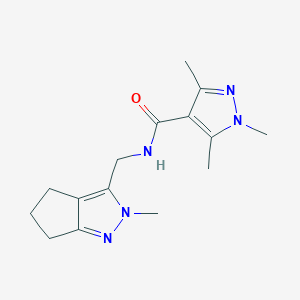 molecular formula C15H21N5O B6429685 1,3,5-trimethyl-N-({2-methyl-2H,4H,5H,6H-cyclopenta[c]pyrazol-3-yl}methyl)-1H-pyrazole-4-carboxamide CAS No. 2034552-11-7