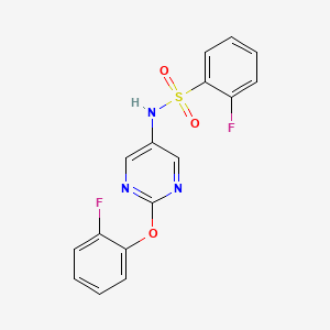 molecular formula C16H11F2N3O3S B6429714 2-fluoro-N-[2-(2-fluorophenoxy)pyrimidin-5-yl]benzene-1-sulfonamide CAS No. 1795431-27-4