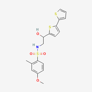 molecular formula C18H19NO4S3 B6429993 N-(2-{[2,2'-bithiophene]-5-yl}-2-hydroxyethyl)-4-methoxy-2-methylbenzene-1-sulfonamide CAS No. 2097925-51-2
