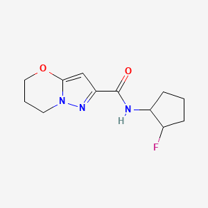 B6430377 N-(2-fluorocyclopentyl)-5H,6H,7H-pyrazolo[3,2-b][1,3]oxazine-2-carboxamide CAS No. 2201281-93-6