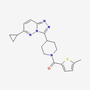 molecular formula C19H21N5OS B6430676 4-{6-cyclopropyl-[1,2,4]triazolo[4,3-b]pyridazin-3-yl}-1-(5-methylthiophene-2-carbonyl)piperidine CAS No. 2201628-39-7