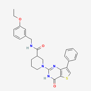 molecular formula C27H28N4O3S B6432761 N-(3-ethoxybenzyl)-1-(4-oxo-7-phenyl-3,4-dihydrothieno[3,2-d]pyrimidin-2-yl)piperidine-3-carboxamide CAS No. 1242887-61-1
