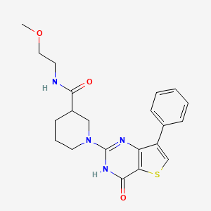 molecular formula C21H24N4O3S B6432769 N-(2-methoxyethyl)-1-(4-oxo-7-phenyl-3,4-dihydrothieno[3,2-d]pyrimidin-2-yl)piperidine-3-carboxamide CAS No. 1243035-70-2