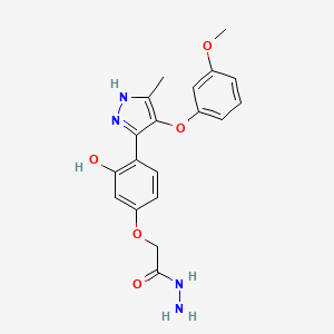molecular formula C19H20N4O5 B6432887 2-(3-hydroxy-4-(4-(3-methoxyphenoxy)-5-methyl-1H-pyrazol-3-yl)phenoxy)acetohydrazide CAS No. 1095771-45-1