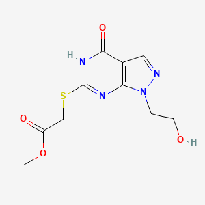 molecular formula C10H12N4O4S B6432940 methyl 2-((1-(2-hydroxyethyl)-4-oxo-4,5-dihydro-1H-pyrazolo[3,4-d]pyrimidin-6-yl)thio)acetate CAS No. 955544-01-1