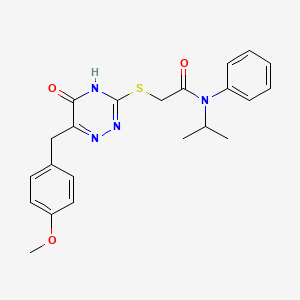 molecular formula C22H24N4O3S B6432955 Acetamide, 2-[[2,5-dihydro-6-[(4-methoxyphenyl)methyl]-5-oxo-1,2,4-triazin-3-yl]thio]-N-(1-methylethyl)-N-phenyl- CAS No. 898624-76-5