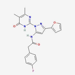 molecular formula C21H18FN5O3 B6433828 N-(1-(4,5-dimethyl-6-oxo-1,6-dihydropyrimidin-2-yl)-3-(furan-2-yl)-1H-pyrazol-5-yl)-2-(4-fluorophenyl)acetamide CAS No. 1172938-56-5