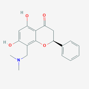 molecular formula C18H19NO4 B064352 4H-1-Benzopyran-4-one, 2,3-dihydro-5,7-dihydroxy-8-((dimethylamino)methyl)-2-phenyl-, (S)- CAS No. 183051-59-4
