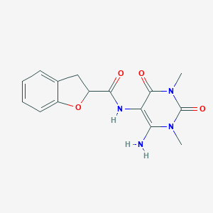 molecular formula C15H16N4O4 B064355 N-(4-amino-1,3-dimethyl-2,6-dioxopyrimidin-5-yl)-2,3-dihydro-1-benzofuran-2-carboxamide CAS No. 166115-81-7