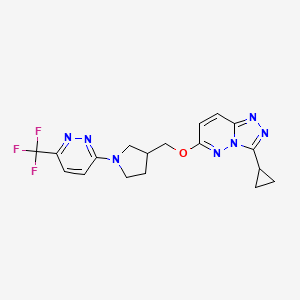 molecular formula C18H18F3N7O B6436096 3-{3-[({3-cyclopropyl-[1,2,4]triazolo[4,3-b]pyridazin-6-yl}oxy)methyl]pyrrolidin-1-yl}-6-(trifluoromethyl)pyridazine CAS No. 2548984-29-6