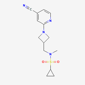 molecular formula C14H18N4O2S B6436205 N-{[1-(4-cyanopyridin-2-yl)azetidin-3-yl]methyl}-N-methylcyclopropanesulfonamide CAS No. 2549048-74-8