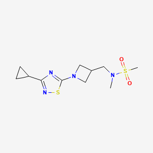 molecular formula C11H18N4O2S2 B6436218 N-{[1-(3-cyclopropyl-1,2,4-thiadiazol-5-yl)azetidin-3-yl]methyl}-N-methylmethanesulfonamide CAS No. 2549017-00-5