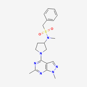 molecular formula C19H24N6O2S B6436245 N-(1-{1,6-dimethyl-1H-pyrazolo[3,4-d]pyrimidin-4-yl}pyrrolidin-3-yl)-N-methyl-1-phenylmethanesulfonamide CAS No. 2549017-16-3