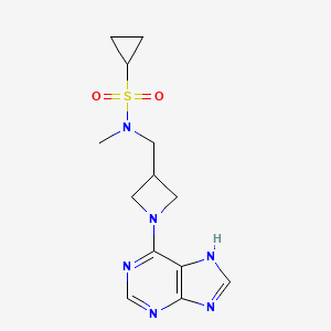 molecular formula C13H18N6O2S B6436377 N-methyl-N-{[1-(9H-purin-6-yl)azetidin-3-yl]methyl}cyclopropanesulfonamide CAS No. 2548985-65-3