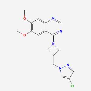 molecular formula C17H18ClN5O2 B6436758 4-{3-[(4-chloro-1H-pyrazol-1-yl)methyl]azetidin-1-yl}-6,7-dimethoxyquinazoline CAS No. 2549040-02-8