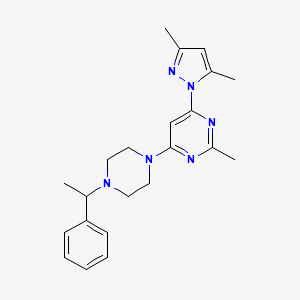 4-(3,5-dimethyl-1H-pyrazol-1-yl)-2-methyl-6-[4-(1-phenylethyl)piperazin-1-yl]pyrimidine