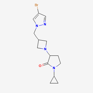 molecular formula C14H19BrN4O B6437084 3-{3-[(4-bromo-1H-pyrazol-1-yl)methyl]azetidin-1-yl}-1-cyclopropylpyrrolidin-2-one CAS No. 2548980-54-5
