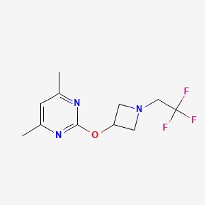 molecular formula C11H14F3N3O B6437094 4,6-dimethyl-2-{[1-(2,2,2-trifluoroethyl)azetidin-3-yl]oxy}pyrimidine CAS No. 2549047-55-2