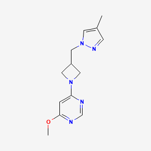 B6437507 4-methoxy-6-{3-[(4-methyl-1H-pyrazol-1-yl)methyl]azetidin-1-yl}pyrimidine CAS No. 2549056-00-8