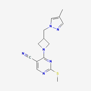 4-{3-[(4-methyl-1H-pyrazol-1-yl)methyl]azetidin-1-yl}-2-(methylsulfanyl)pyrimidine-5-carbonitrile