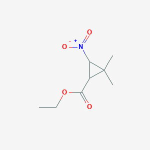 molecular formula C8H13NO4 B064379 Ethyl 2,2-dimethyl-3-nitrocyclopropane-1-carboxylate CAS No. 174574-81-3
