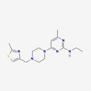 molecular formula C16H24N6S B6437968 N-ethyl-4-methyl-6-{4-[(2-methyl-1,3-thiazol-4-yl)methyl]piperazin-1-yl}pyrimidin-2-amine CAS No. 2548992-54-5