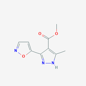 molecular formula C9H9N3O3 B064381 methyl 5-methyl-3-(1,2-oxazol-5-yl)-1H-pyrazole-4-carboxylate CAS No. 175277-15-3