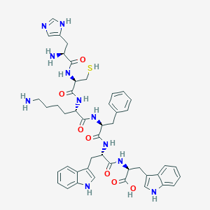 molecular formula C46H55N11O7S B064386 His-Cys-Lys-Phe-Trp-Trp CAS No. 172546-75-7