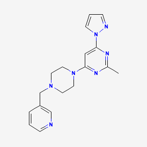 molecular formula C18H21N7 B6439086 2-methyl-4-(1H-pyrazol-1-yl)-6-{4-[(pyridin-3-yl)methyl]piperazin-1-yl}pyrimidine CAS No. 2548980-97-6