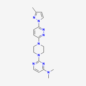 molecular formula C18H23N9 B6439101 N,N-dimethyl-2-{4-[6-(3-methyl-1H-pyrazol-1-yl)pyridazin-3-yl]piperazin-1-yl}pyrimidin-4-amine CAS No. 2549048-19-1