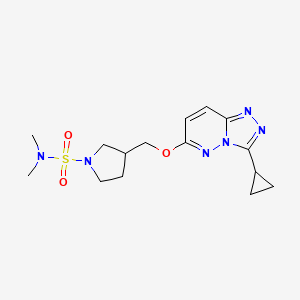 molecular formula C15H22N6O3S B6439698 3-[({3-cyclopropyl-[1,2,4]triazolo[4,3-b]pyridazin-6-yl}oxy)methyl]-N,N-dimethylpyrrolidine-1-sulfonamide CAS No. 2549039-01-0