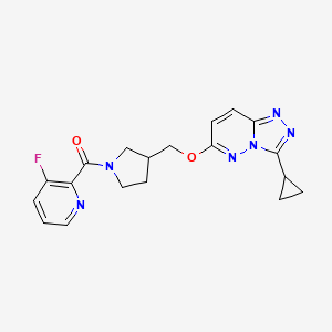 molecular formula C19H19FN6O2 B6439760 2-{3-[({3-cyclopropyl-[1,2,4]triazolo[4,3-b]pyridazin-6-yl}oxy)methyl]pyrrolidine-1-carbonyl}-3-fluoropyridine CAS No. 2548991-37-1