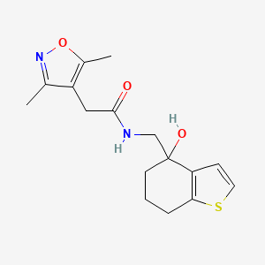 molecular formula C16H20N2O3S B6440034 2-(3,5-dimethyl-1,2-oxazol-4-yl)-N-[(4-hydroxy-4,5,6,7-tetrahydro-1-benzothiophen-4-yl)methyl]acetamide CAS No. 2548985-68-6
