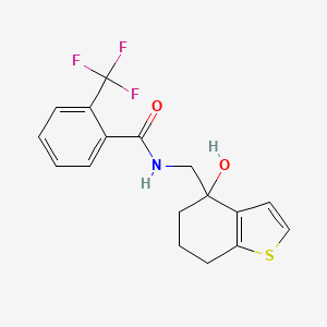 molecular formula C17H16F3NO2S B6440077 N-[(4-hydroxy-4,5,6,7-tetrahydro-1-benzothiophen-4-yl)methyl]-2-(trifluoromethyl)benzamide CAS No. 2549053-51-0