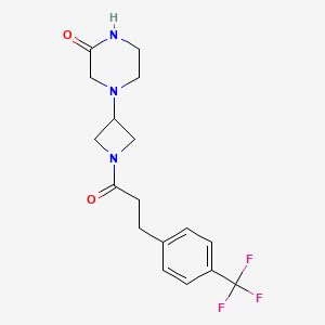 molecular formula C17H20F3N3O2 B6440152 4-(1-{3-[4-(trifluoromethyl)phenyl]propanoyl}azetidin-3-yl)piperazin-2-one CAS No. 2548991-22-4