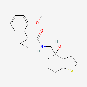 molecular formula C20H23NO3S B6440161 N-[(4-hydroxy-4,5,6,7-tetrahydro-1-benzothiophen-4-yl)methyl]-1-(2-methoxyphenyl)cyclopropane-1-carboxamide CAS No. 2549050-74-8