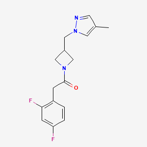 B6440361 2-(2,4-difluorophenyl)-1-{3-[(4-methyl-1H-pyrazol-1-yl)methyl]azetidin-1-yl}ethan-1-one CAS No. 2549054-19-3