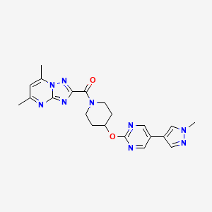 2-[(1-{5,7-dimethyl-[1,2,4]triazolo[1,5-a]pyrimidine-2-carbonyl}piperidin-4-yl)oxy]-5-(1-methyl-1H-pyrazol-4-yl)pyrimidine